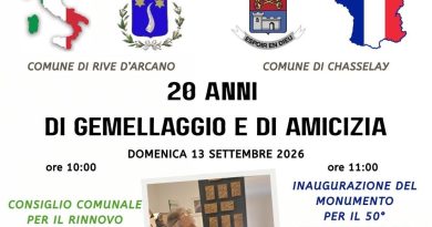 Ventennale di Gemellaggio tra il Comune di Rive d’Arcano e il Comune francese di Chasselay