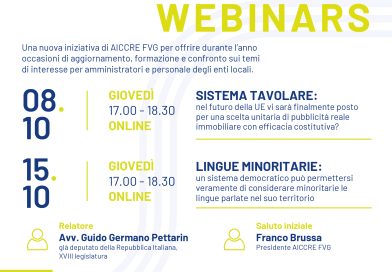 AICCRE FVG INFORMA WEBINARS – 8 e 15 ottobre 2026